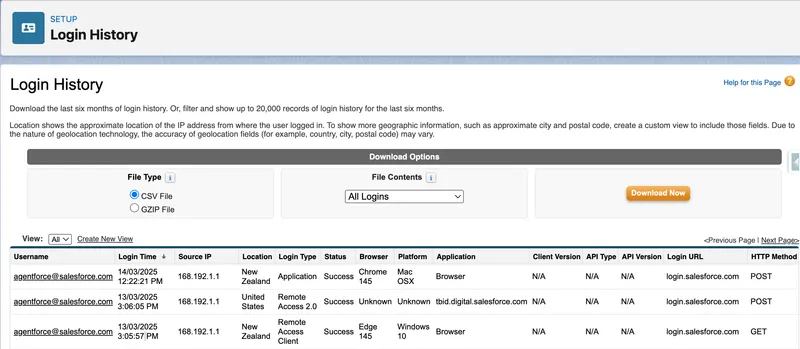 Salesforce Login History Image