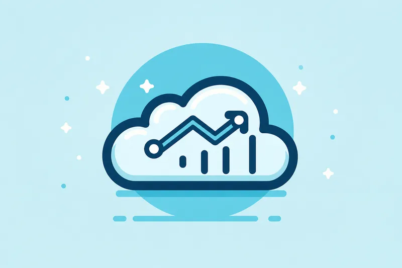 Rising sales chart inside a cloud